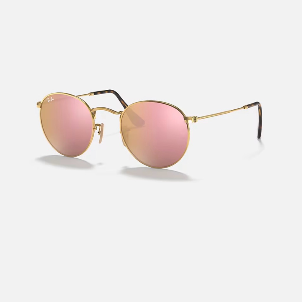 Ray-Ban Women's Sunglasses With Gold Frame And Pink Lenses